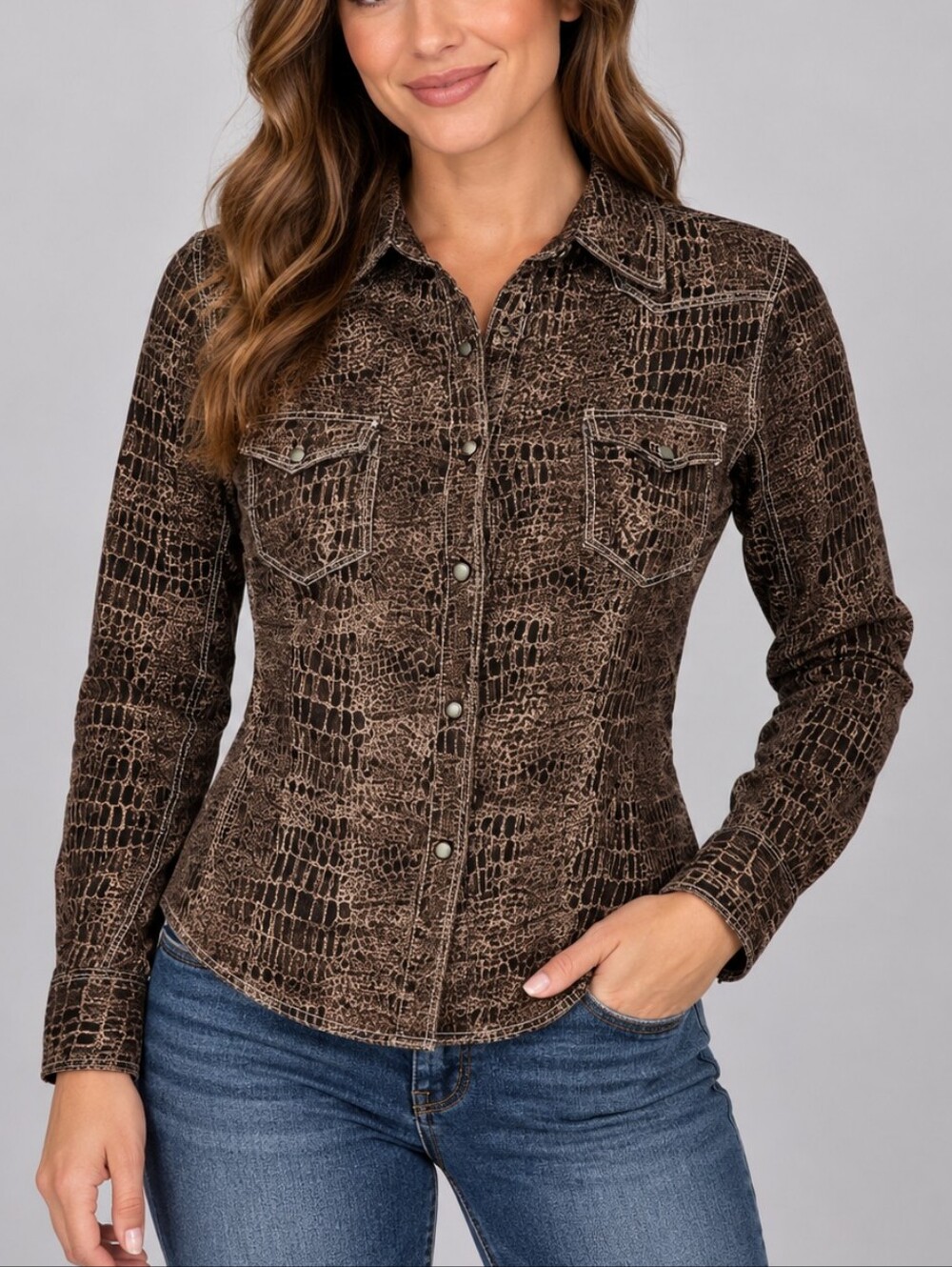 Legacy FALLS Alligator Western Snap Cowgirl Rodeo Show Shirt
